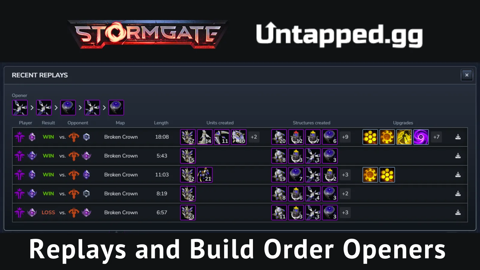 Replays and Build Order Openers Now Available on Untapped.gg